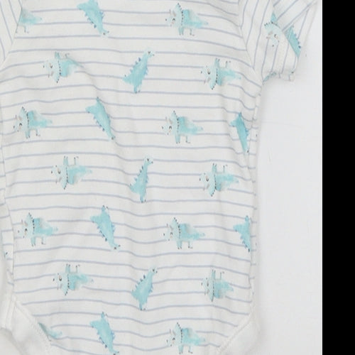 George Baby White Striped  Romper One-Piece Size 3-6 Months  - Dinosaurs