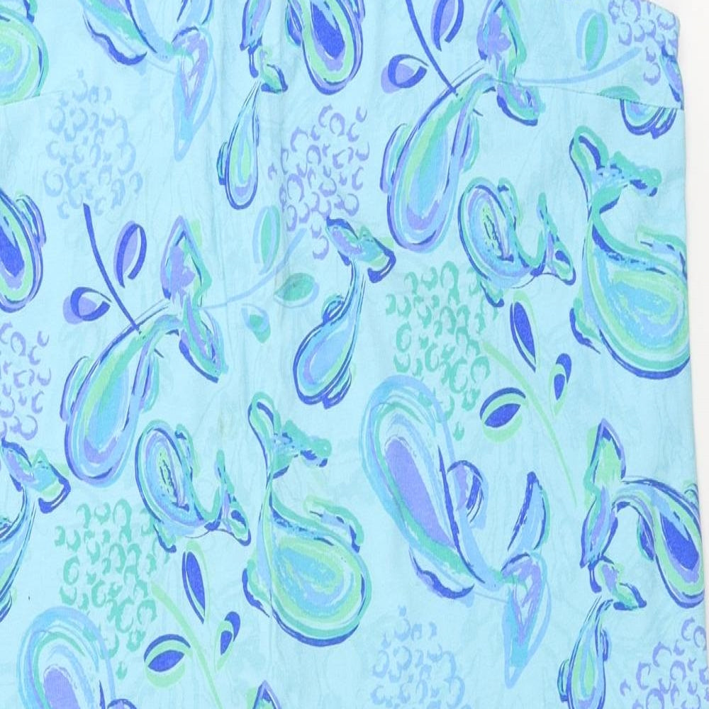 Fresh Produce  Womens Blue Floral  A-Line  Size M