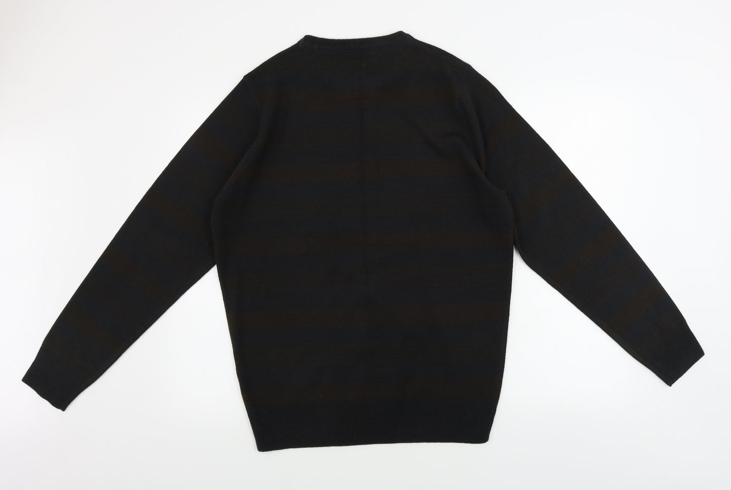 Preworn  Mens Brown Striped  Pullover Jumper Size XL