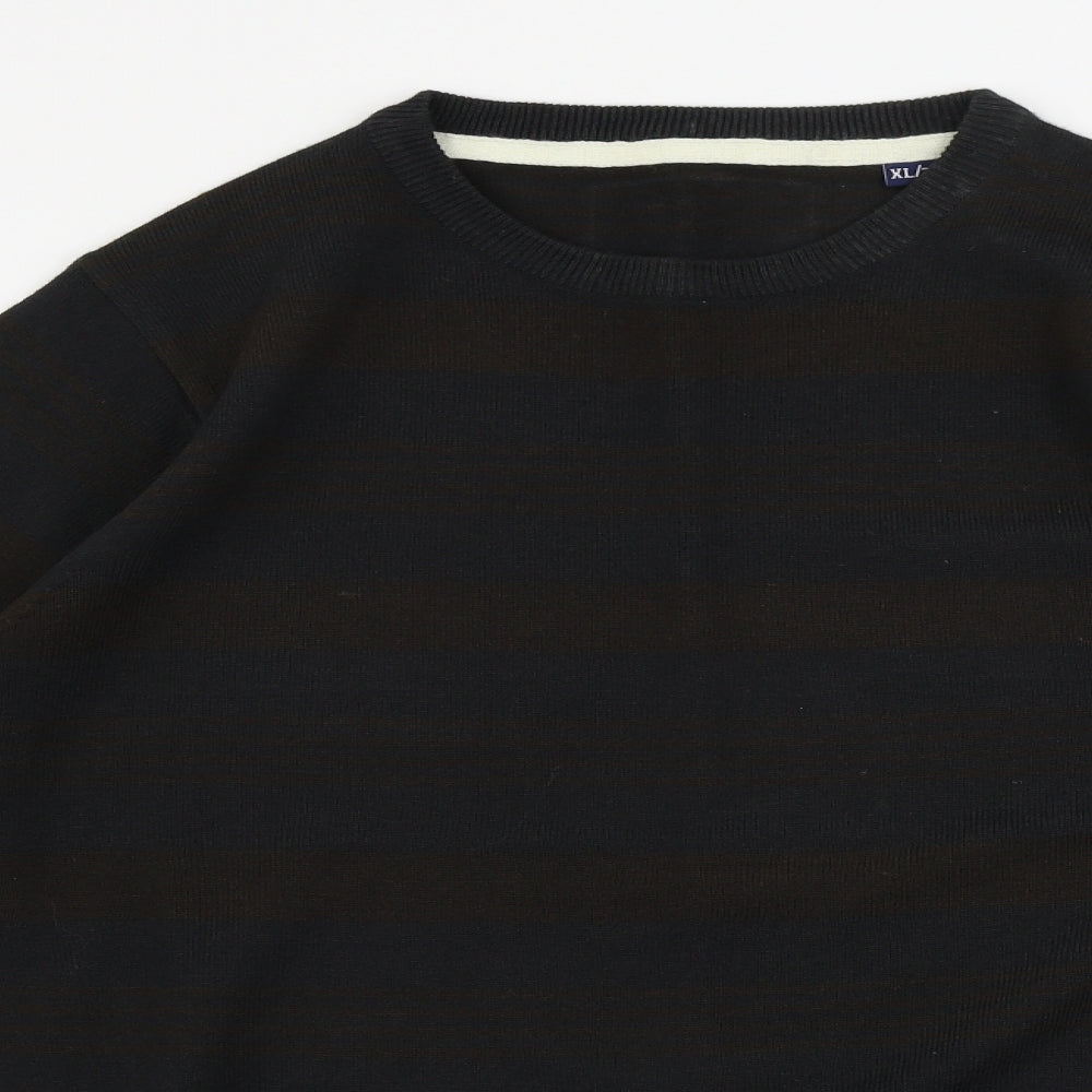 Preworn  Mens Brown Striped  Pullover Jumper Size XL