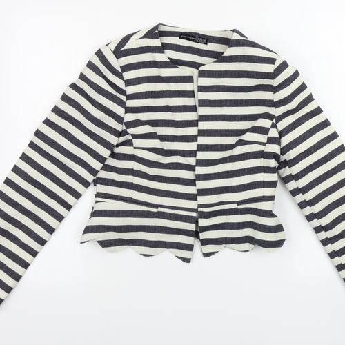 Atmosphere Womens Beige Striped  Jacket Coat Size 8