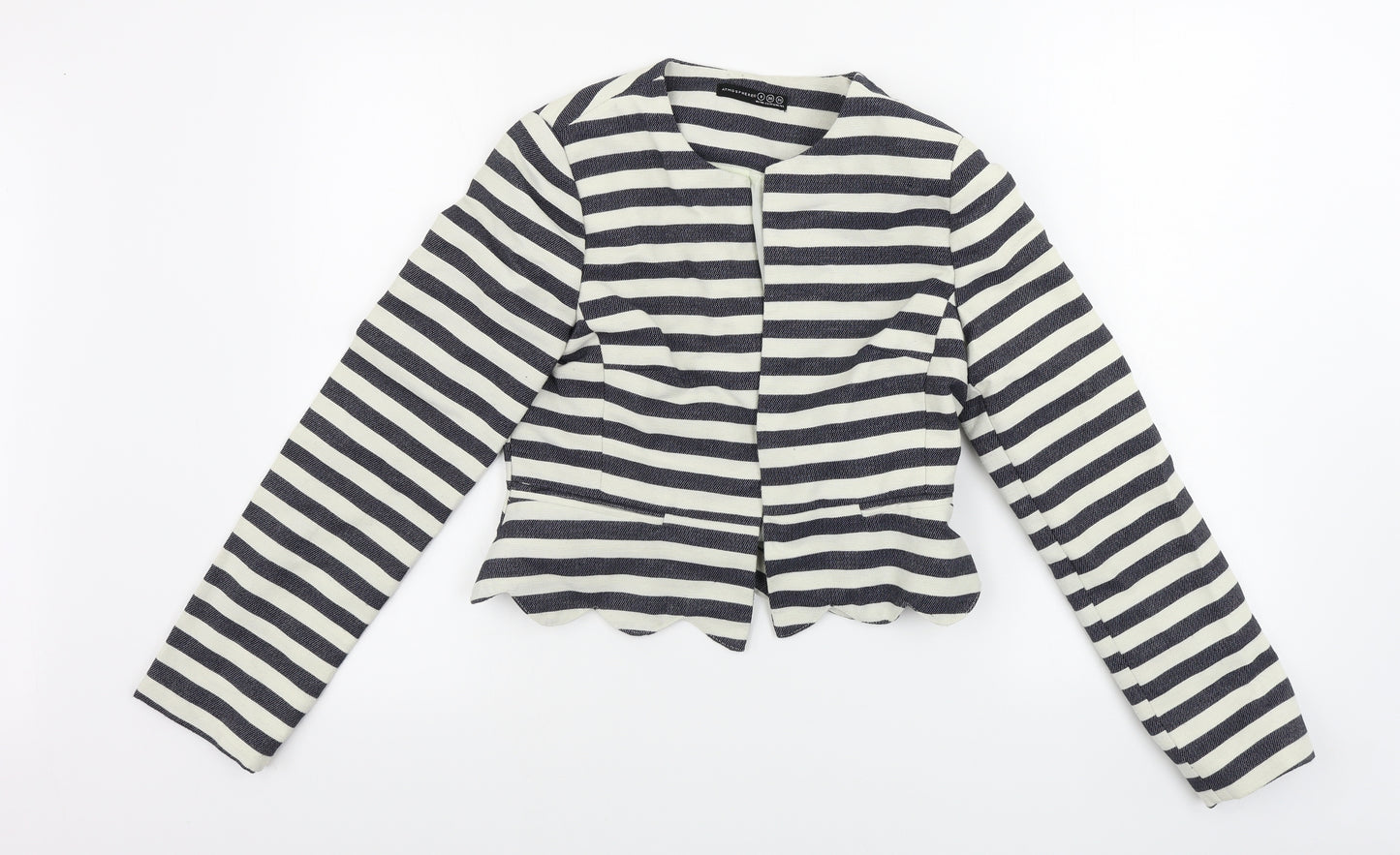 Atmosphere Womens Beige Striped  Jacket Coat Size 8
