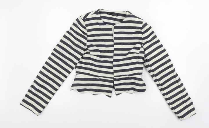Atmosphere Womens Beige Striped  Jacket Coat Size 8