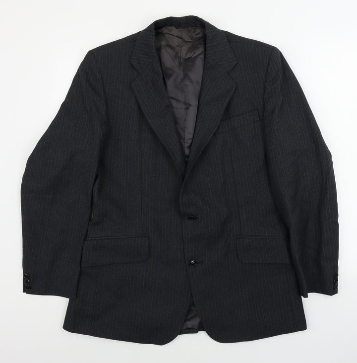 Preworn Mens Grey Striped Jacket Blazer Size 38