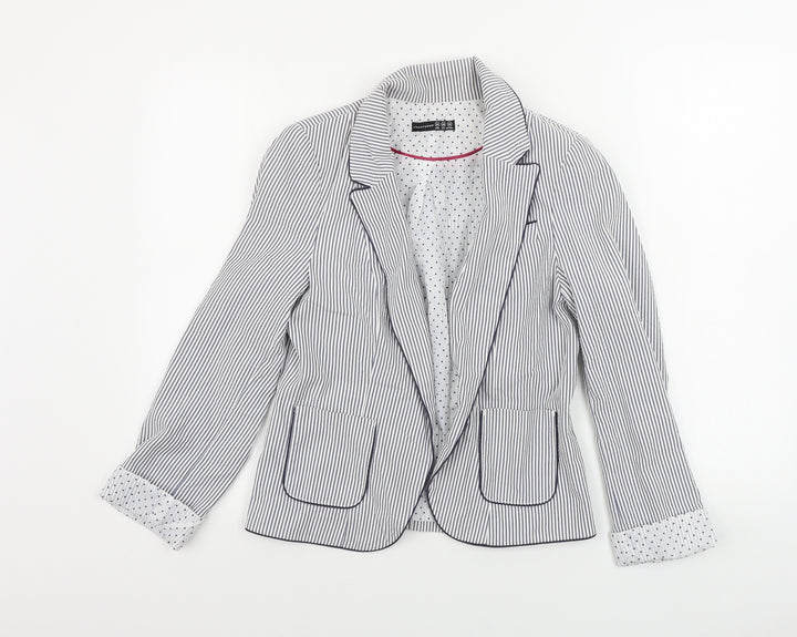 Atmosphere Womens White Striped Jacket Blazer Size 10