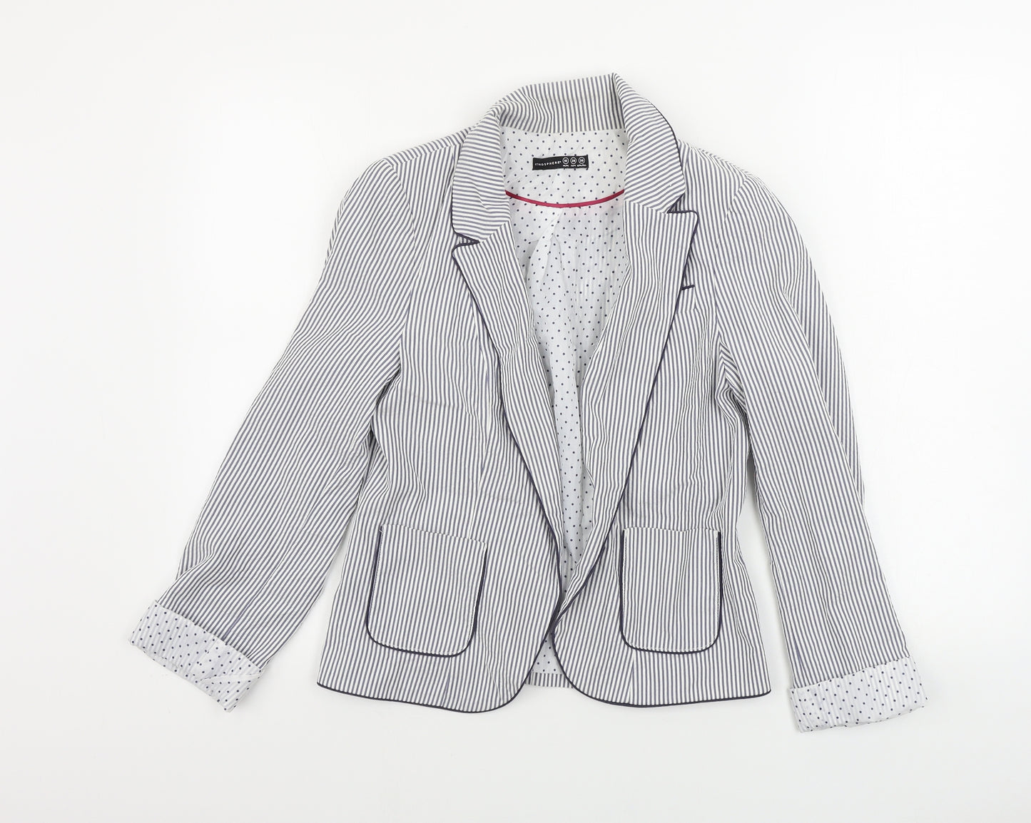 Atmosphere  Womens White Striped  Jacket Blazer Size 10
