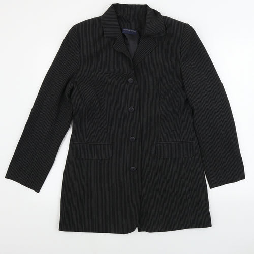 FASHION EXTRA Womens Black Striped  Jacket Blazer Size 12