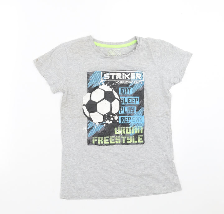 Matalan Boys Grey   Basic T-Shirt Size 10 Years  - Football