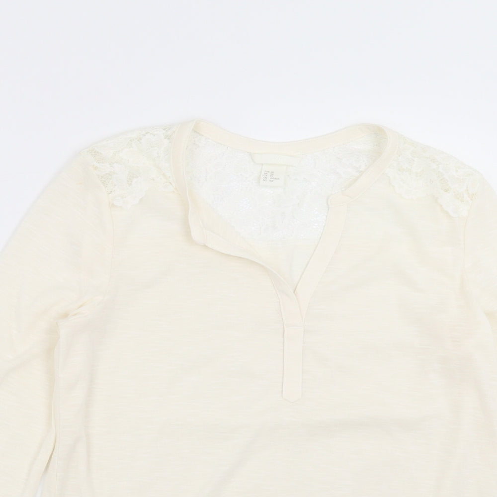 H&M Womens Ivory   Basic Blouse Size XS  - floral lace detail