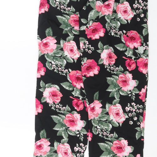 The Gud Look Womens Black Floral  Trousers  Size 10 L30 in