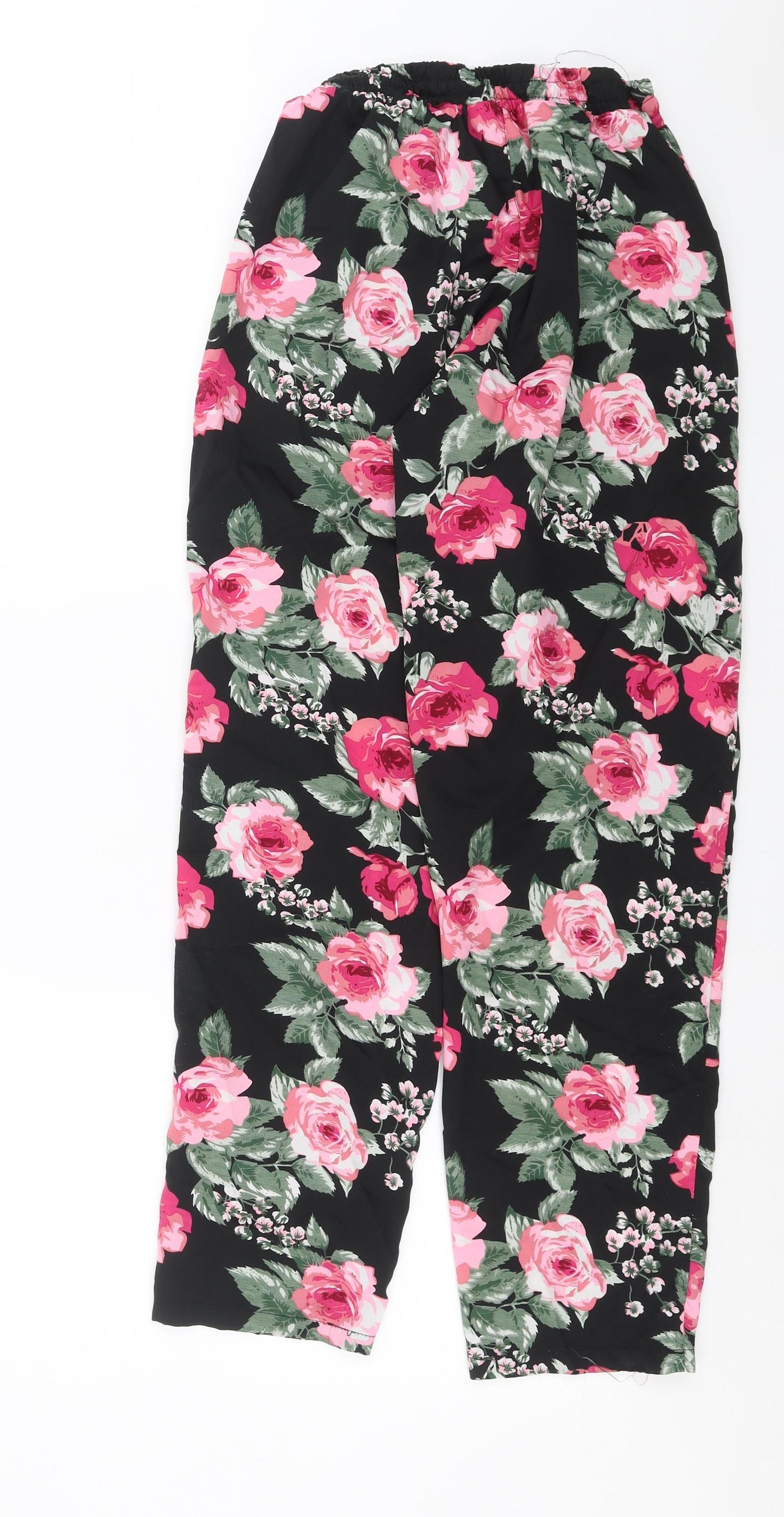 The Gud Look Womens Black Floral  Trousers  Size 10 L30 in