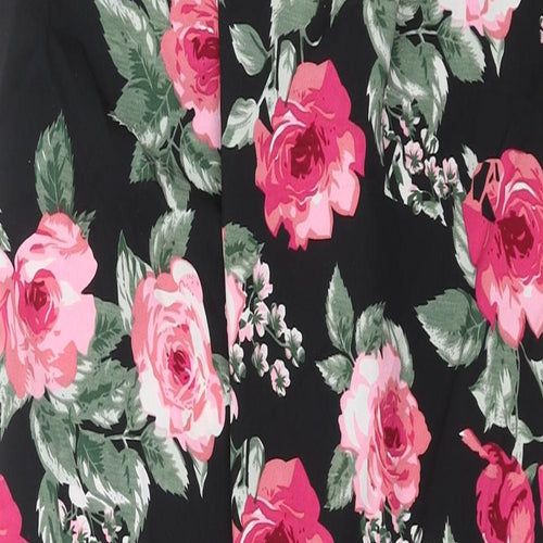 The Gud Look Womens Black Floral  Trousers  Size 10 L30 in