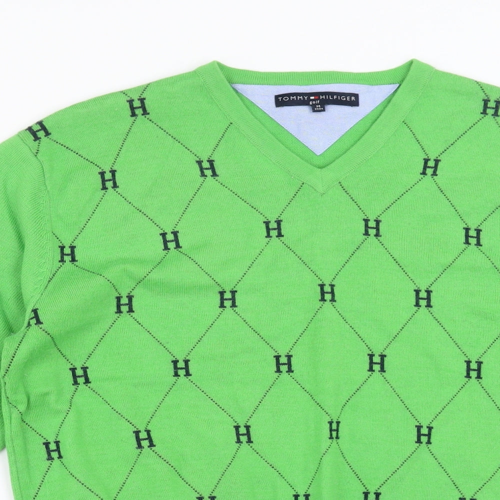 Tommy Hilfiger Mens Green Argyle/Diamond Knit Pullover Jumper Size M  - Golf