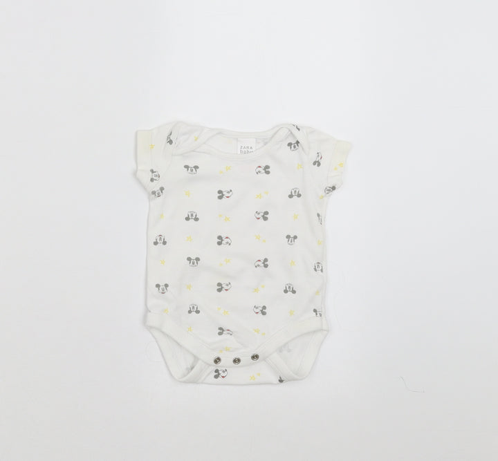 Zara Baby Baby White Babygrow One-Piece Size 0-3 Months - Mickey mouse