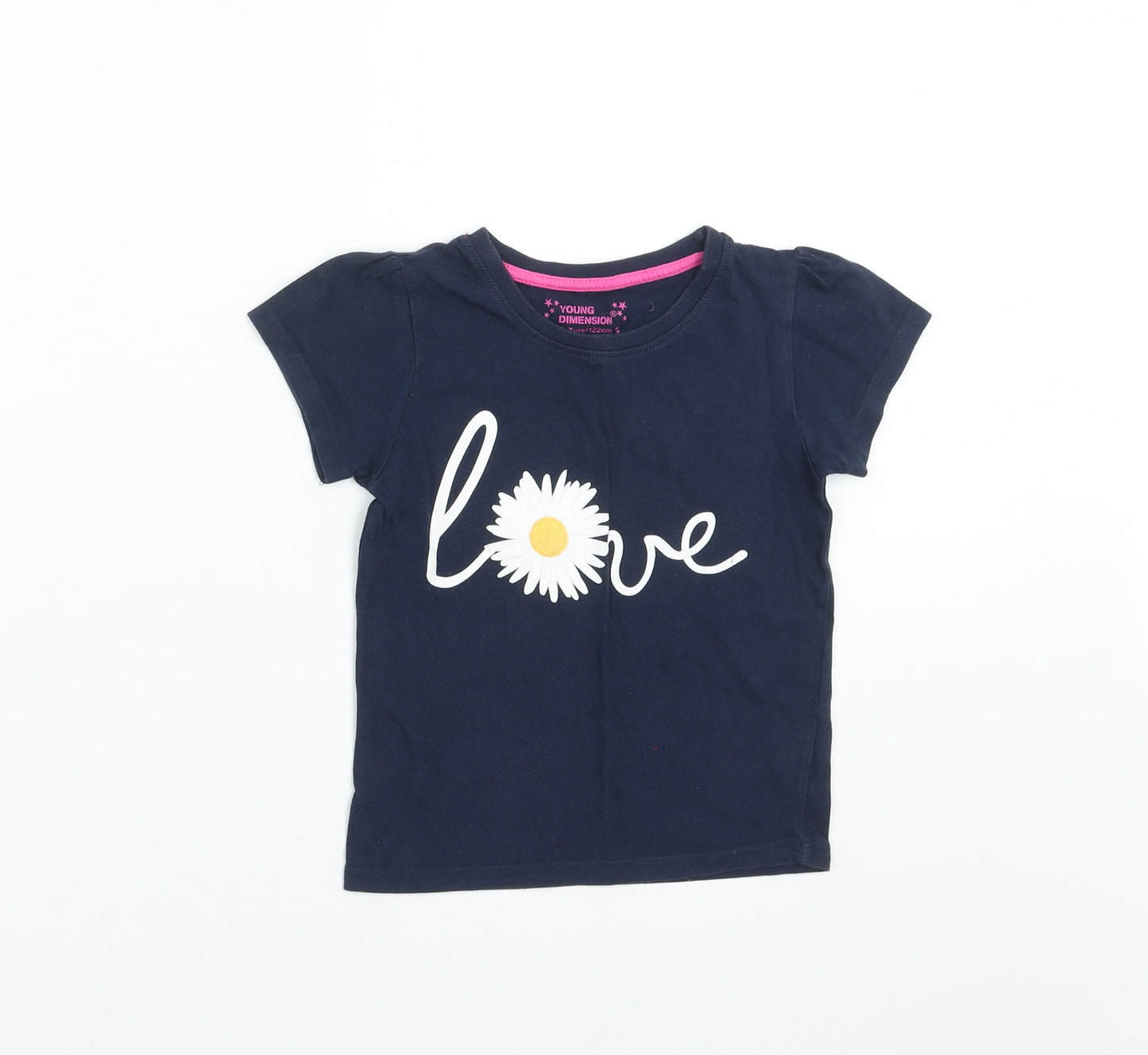 Young Dimension Girls Blue   Basic T-Shirt Size 6-7 Years  - love