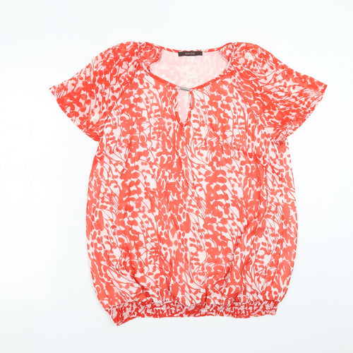 Savoir Womens Red Geometric  Basic Blouse Size 16