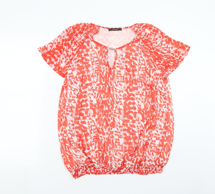 Savoir Womens Red Geometric  Basic Blouse Size 16