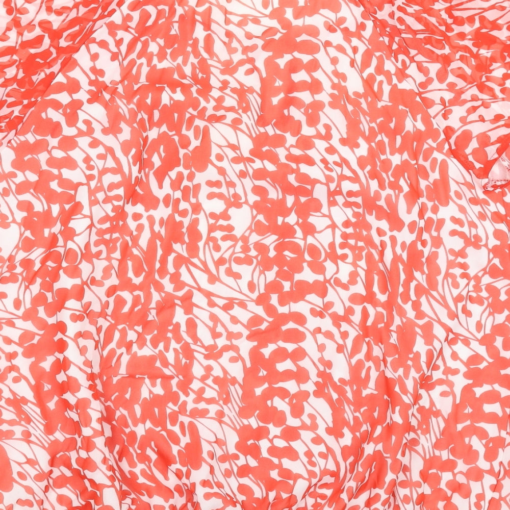 Savoir Womens Red Geometric  Basic Blouse Size 16