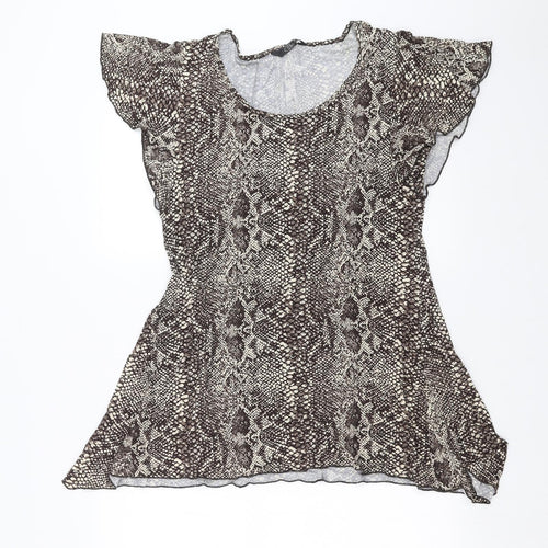 BM Womens Brown Animal Print  Basic Blouse Size 16