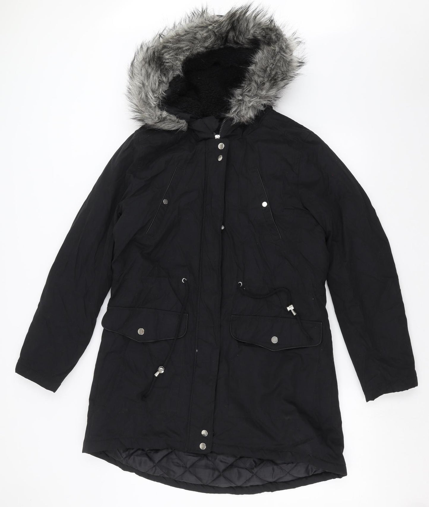 Primark Womens Black   Parka Coat Size 14