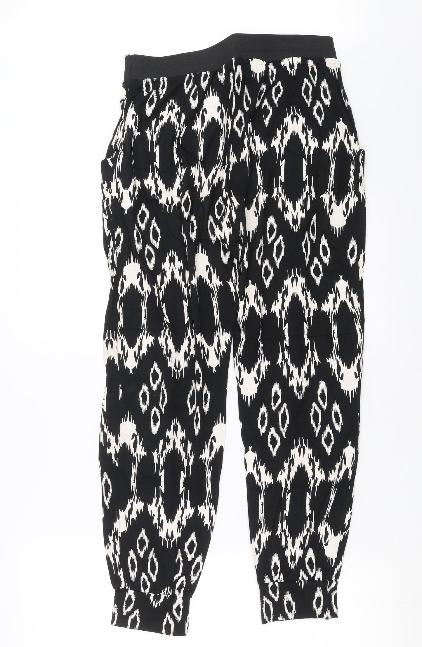 Liquid Womens Black Geometric  Trousers  Size M L27 in