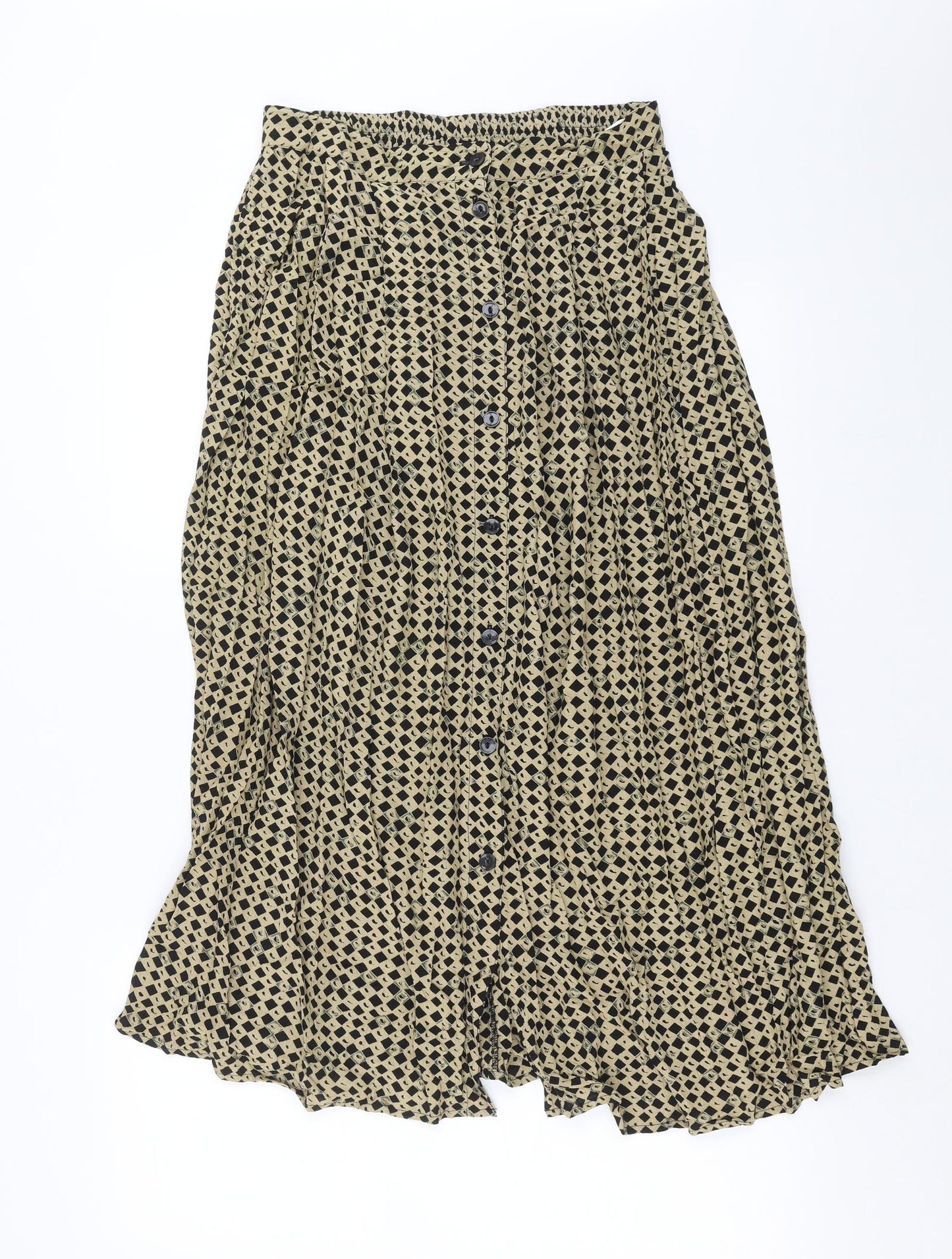 BHS Womens Beige Geometric  A-Line Skirt Size 14