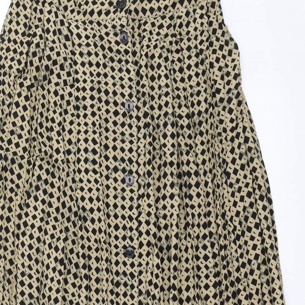 BHS Womens Beige Geometric  A-Line Skirt Size 14