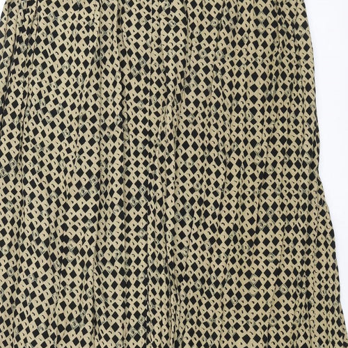 BHS Womens Beige Geometric  A-Line Skirt Size 14