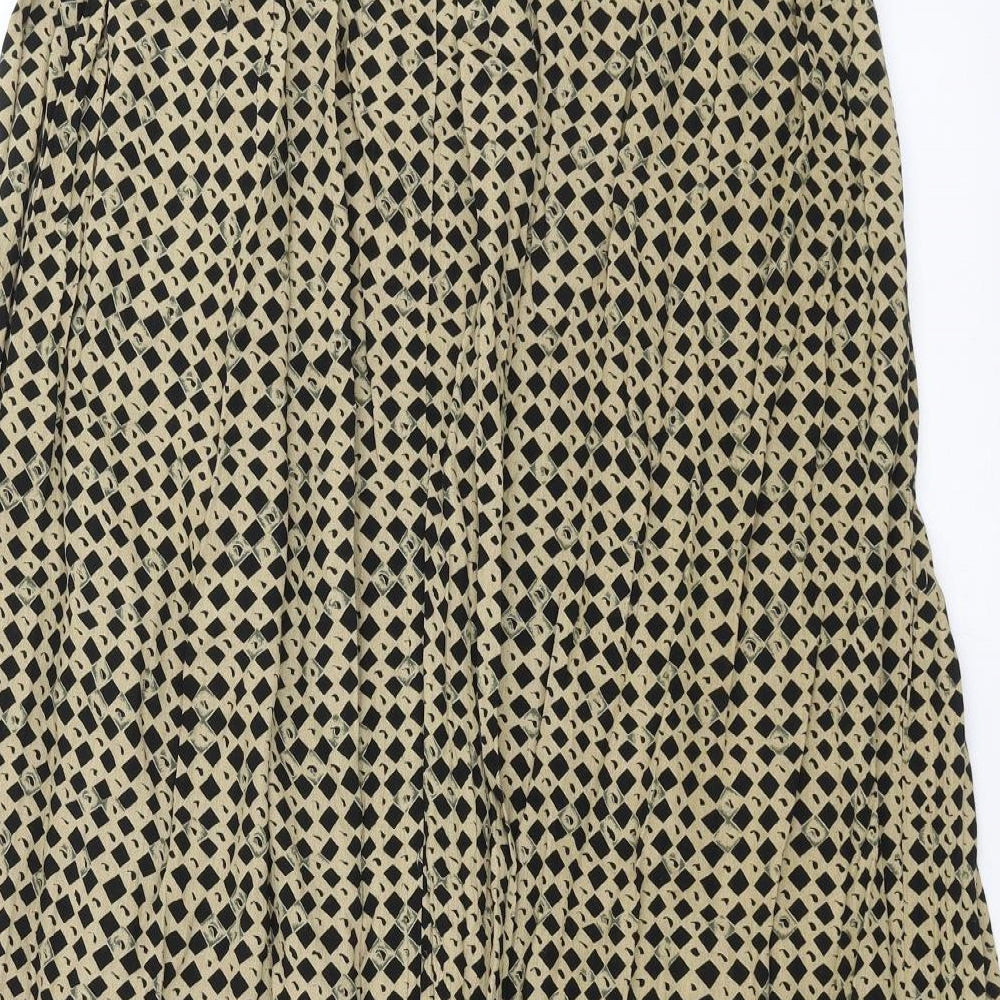 BHS Womens Beige Geometric  A-Line Skirt Size 14