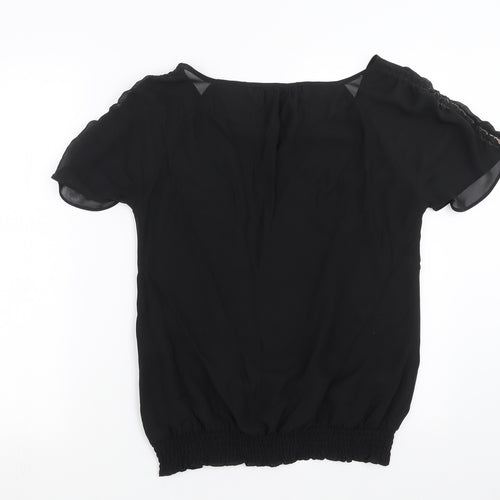 Debenhams Womens Black   Basic Blouse Size 10  - Sequin Flowers