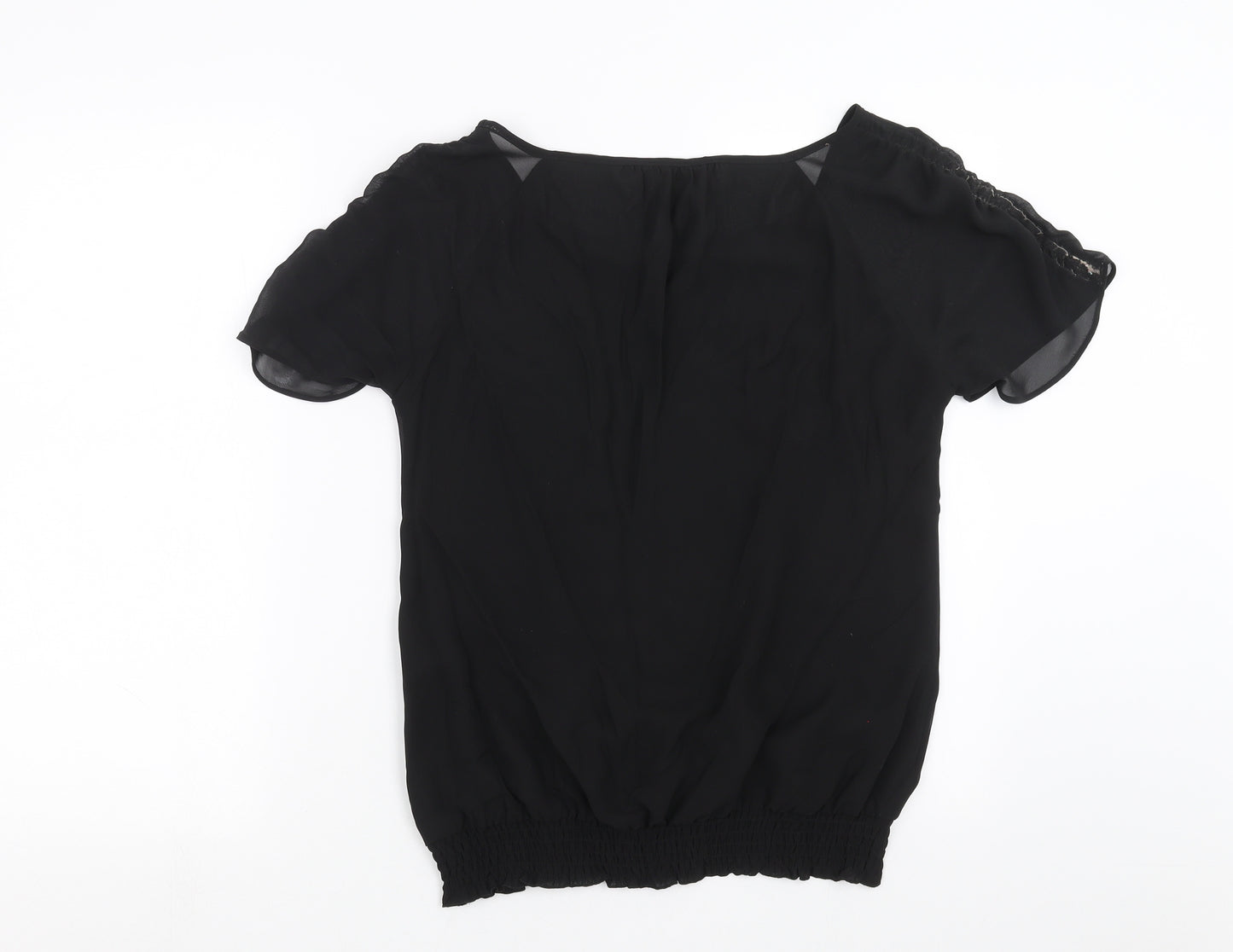 Debenhams Womens Black   Basic Blouse Size 10  - Sequin Flowers