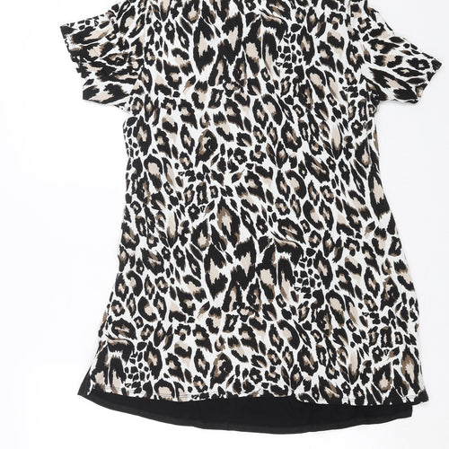 Preworn Womens Black Animal Print  Basic T-Shirt Size 14
