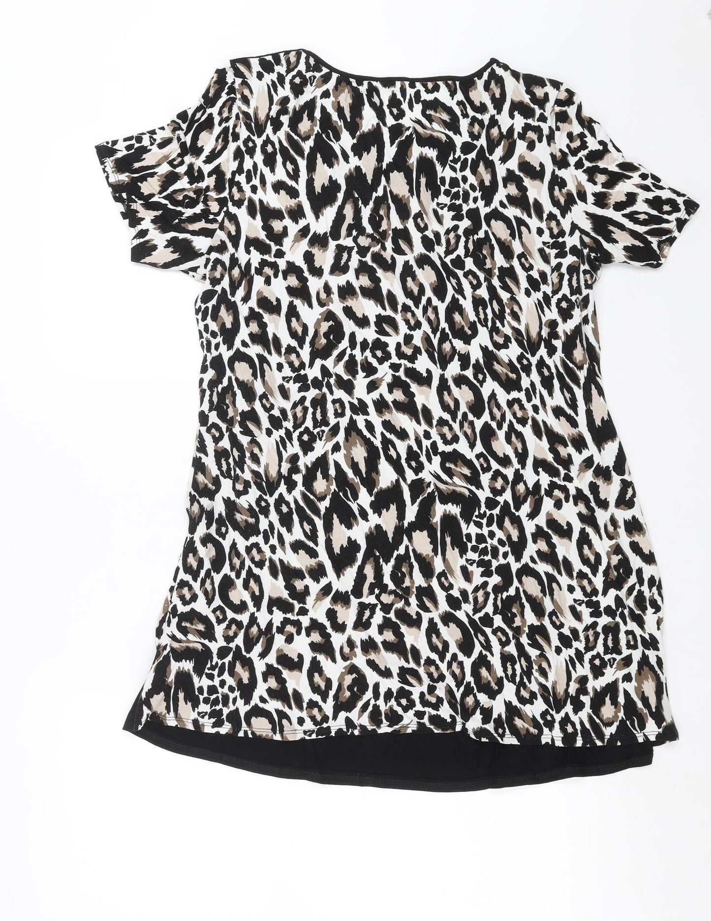 Preworn Womens Black Animal Print  Basic T-Shirt Size 14