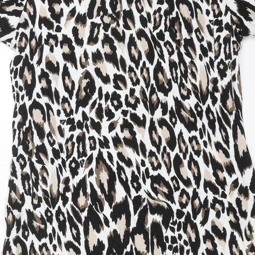 Preworn Womens Black Animal Print  Basic T-Shirt Size 14