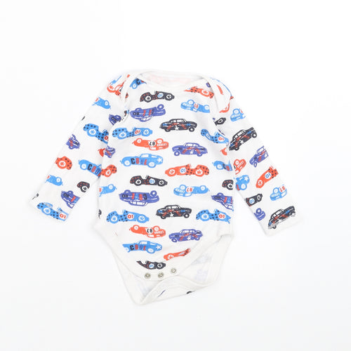 Nutmeg Baby White   Babygrow One-Piece Size 3-6 Months  - cars