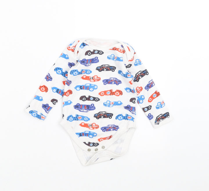Nutmeg Baby White   Babygrow One-Piece Size 3-6 Months  - cars