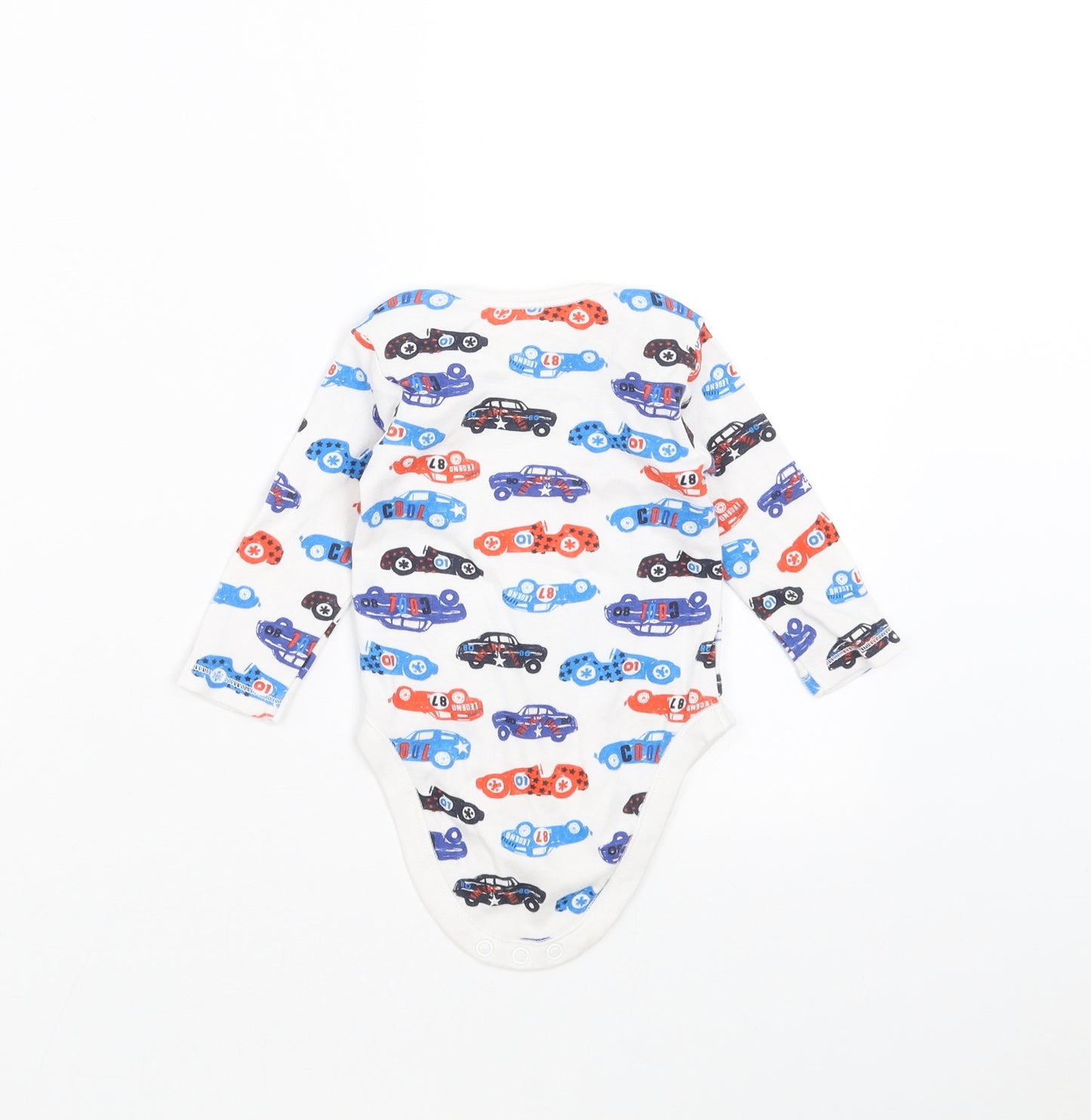 Nutmeg Baby White   Babygrow One-Piece Size 3-6 Months  - cars