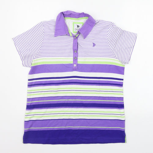 DASH Mens Purple Striped   Polo Size 16