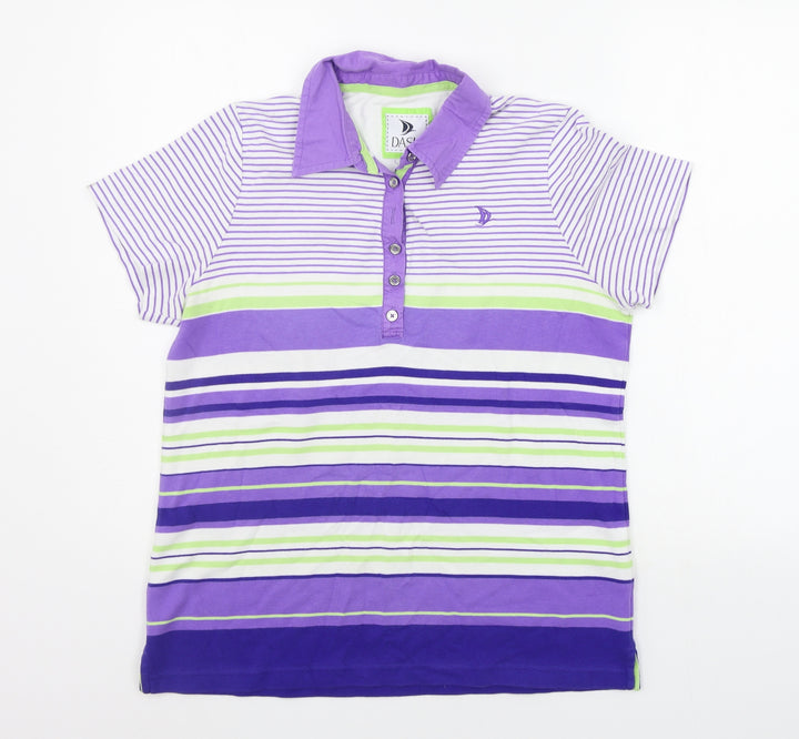 DASH Mens Purple Striped Polo Size 16