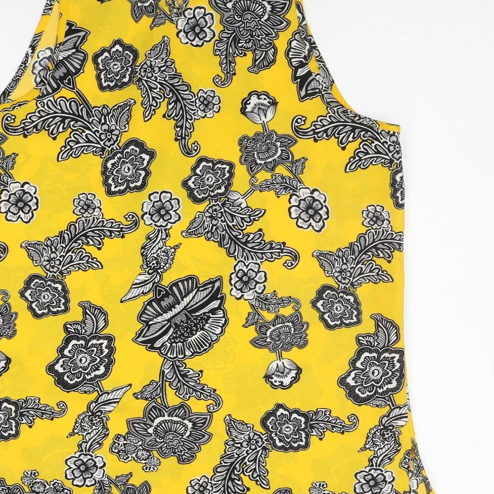Peacocks Womens Yellow Floral  Basic Blouse Size 12