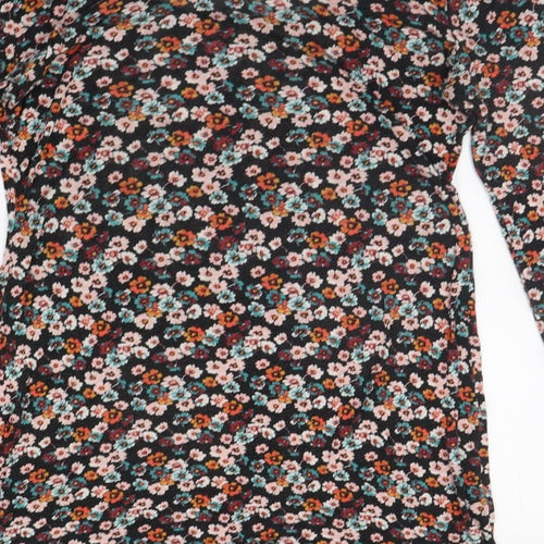 Divided Womens Black Floral  A-Line  Size 10