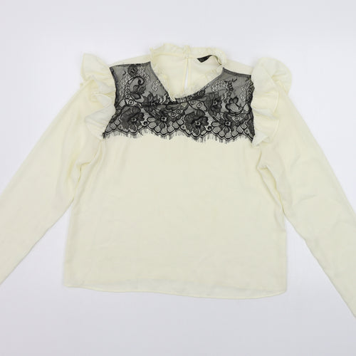 Zara Womens Yellow Geometric  Basic Blouse Size S