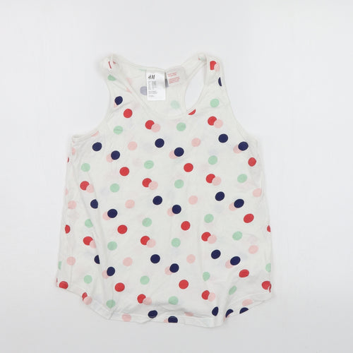 H&M Girls White Polka Dot  Basic Tank Size 11-12 Years