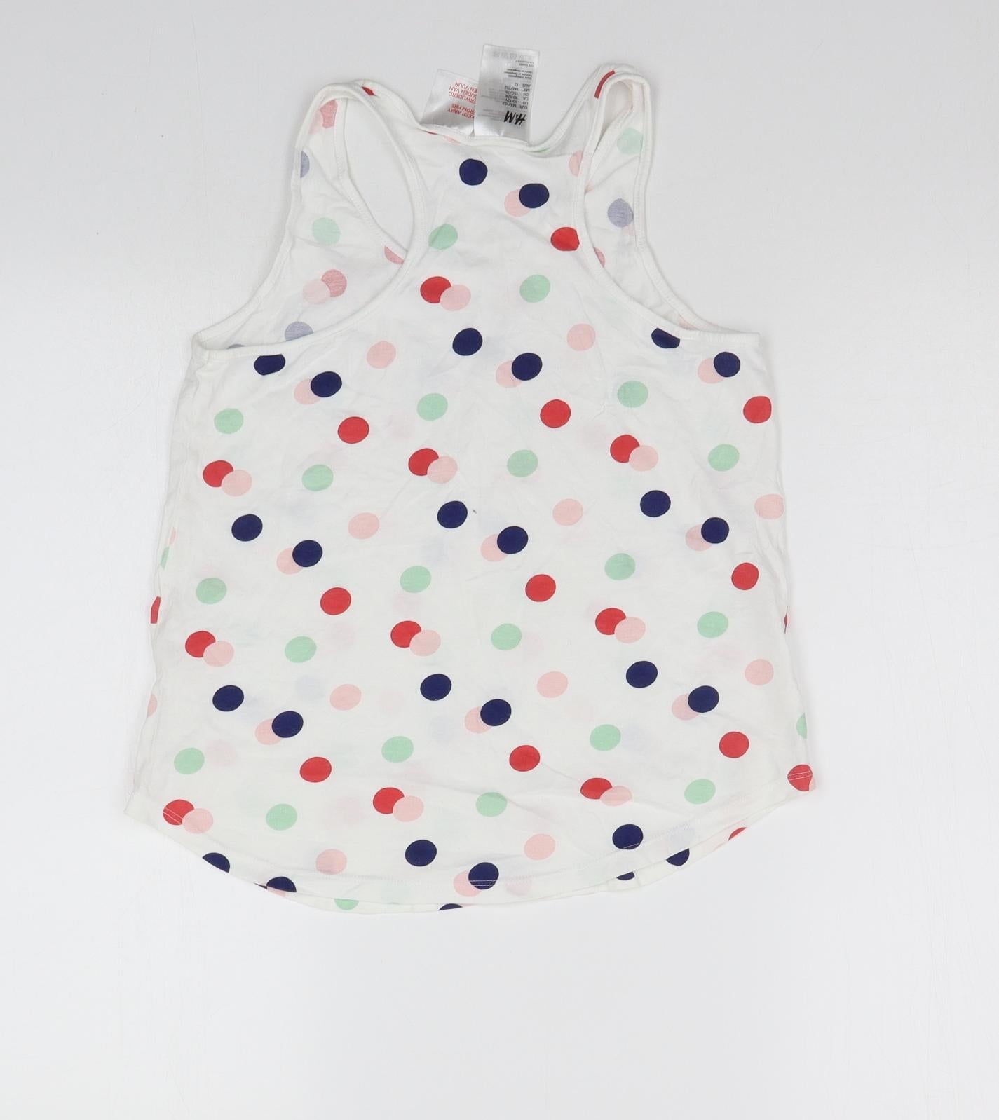 H&M Girls White Polka Dot  Basic Tank Size 11-12 Years