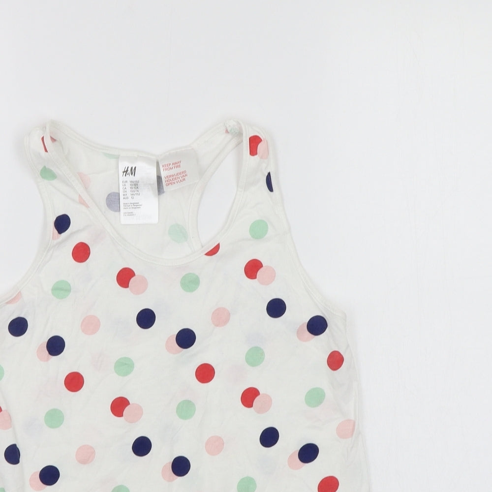 H&M Girls White Polka Dot  Basic Tank Size 11-12 Years