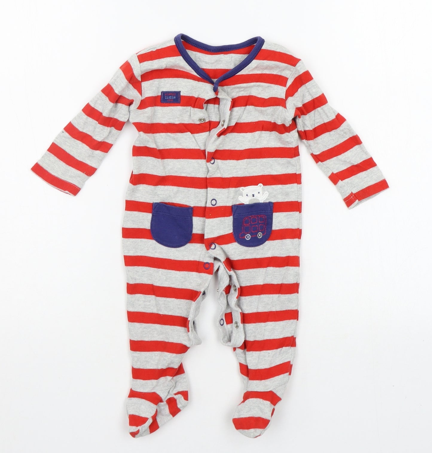 George Baby Red Striped  Babygrow One-Piece Size 3-6 Months