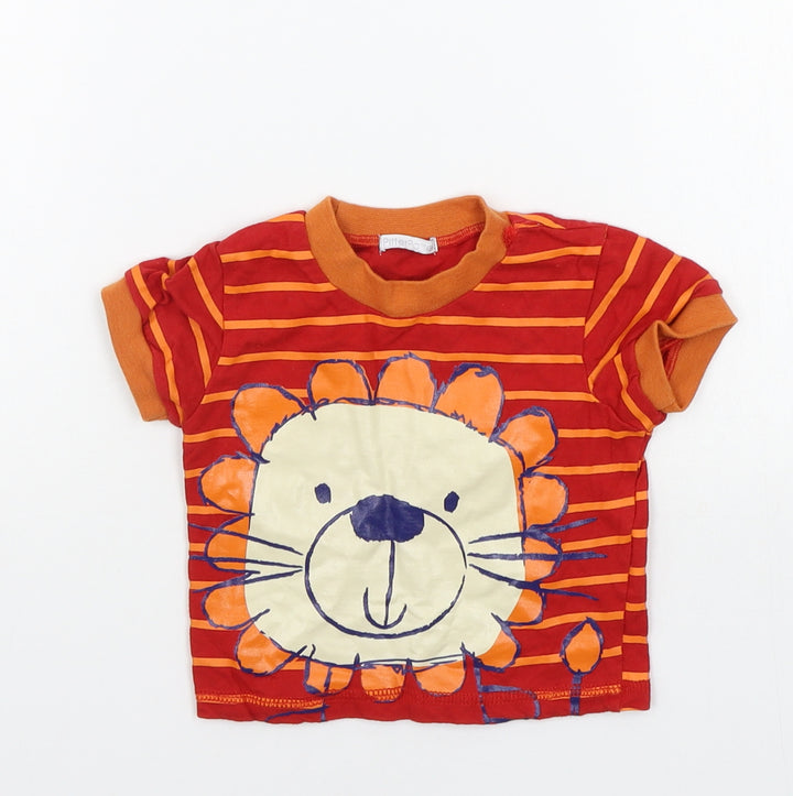 Pitter Patter Baby Red Striped Basic T-Shirt Size 3-6 Months
