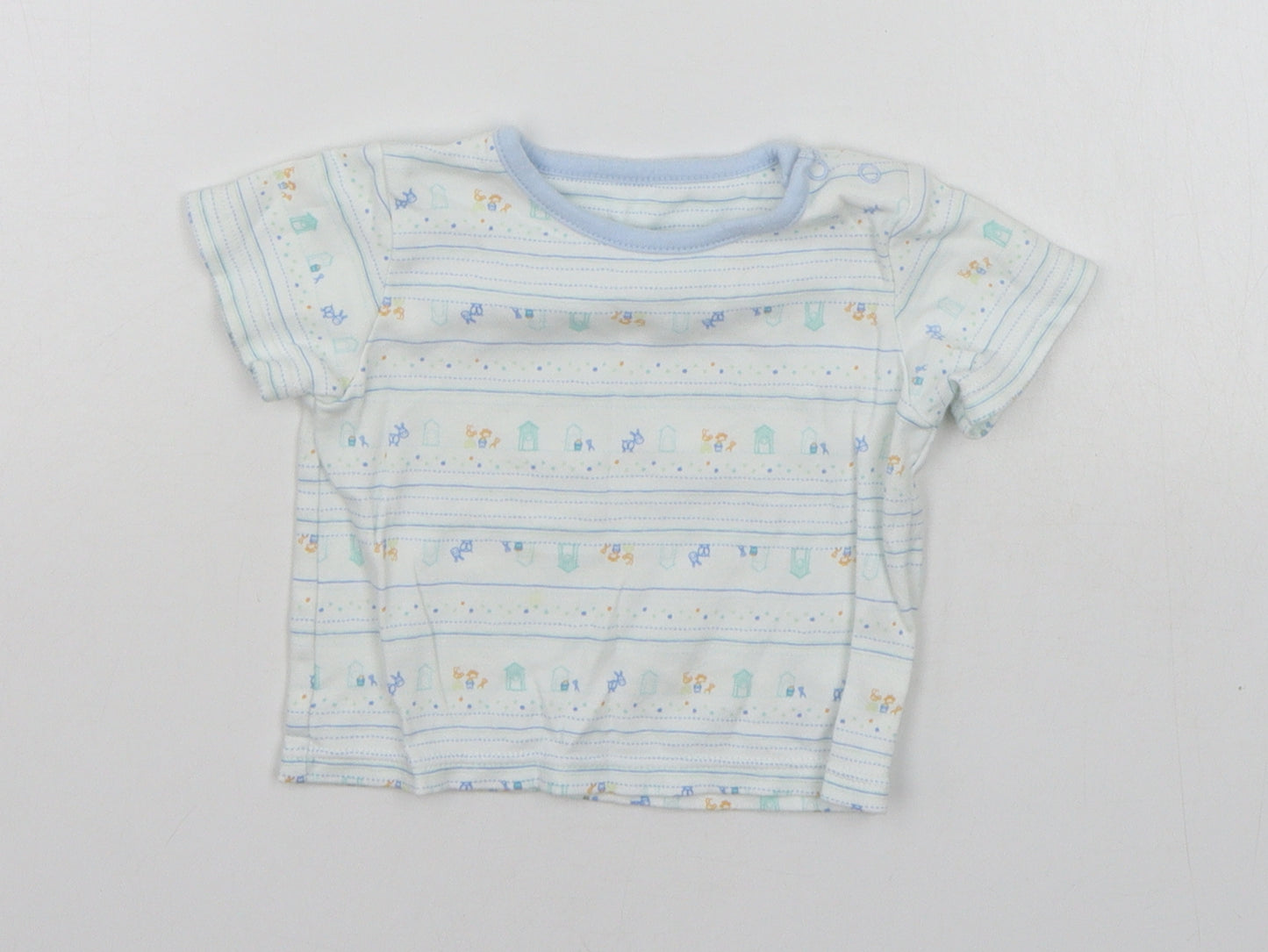 Marks and Spencer Baby White Geometric  Basic T-Shirt Size 3-6 Months