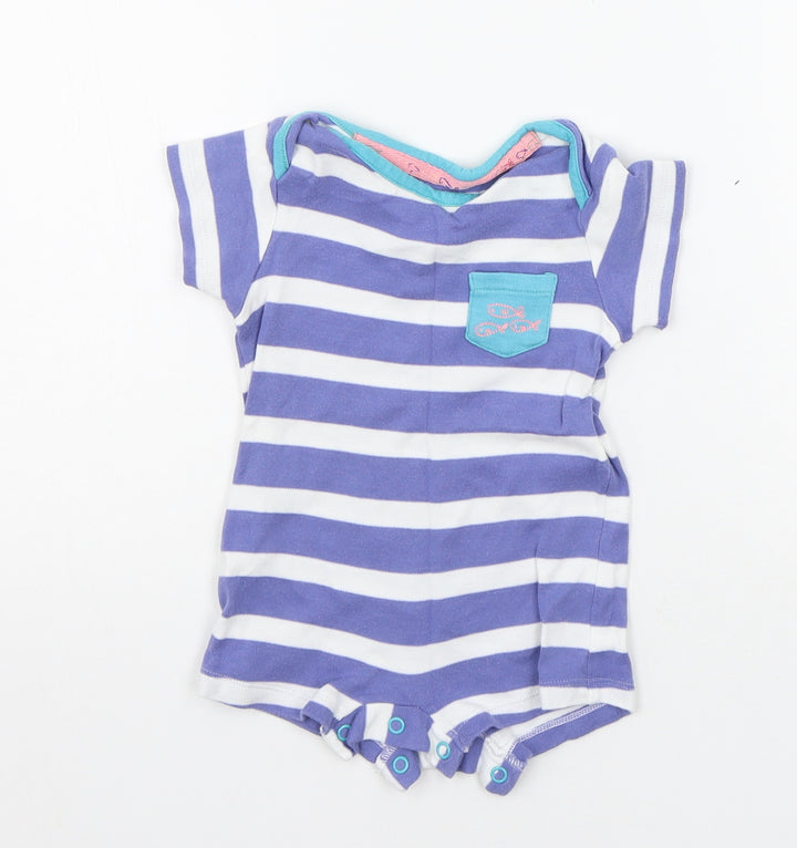 Marks and Spencer Baby Purple Striped  Babygrow One-Piece Size 0-3 Months
