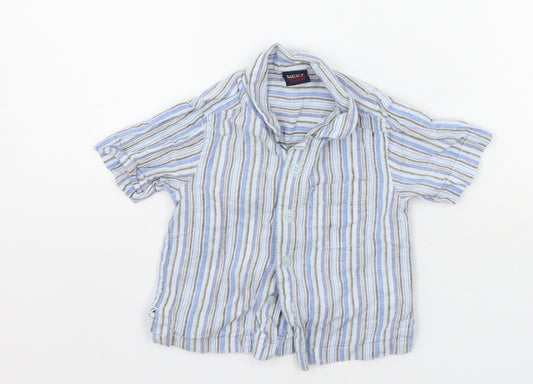 Front view of Next Baby Blue Striped Basic Button-Up, size 3-6, Months